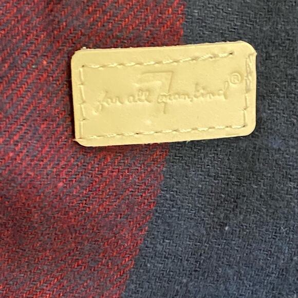 7 for All Mankind Girls Large Long Sleeve Tie waist red and blue plaid shirt - Picture 4 of 7